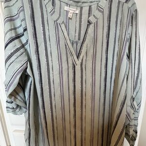 Maurices Green/Blue Blouse with Vertical Stripes